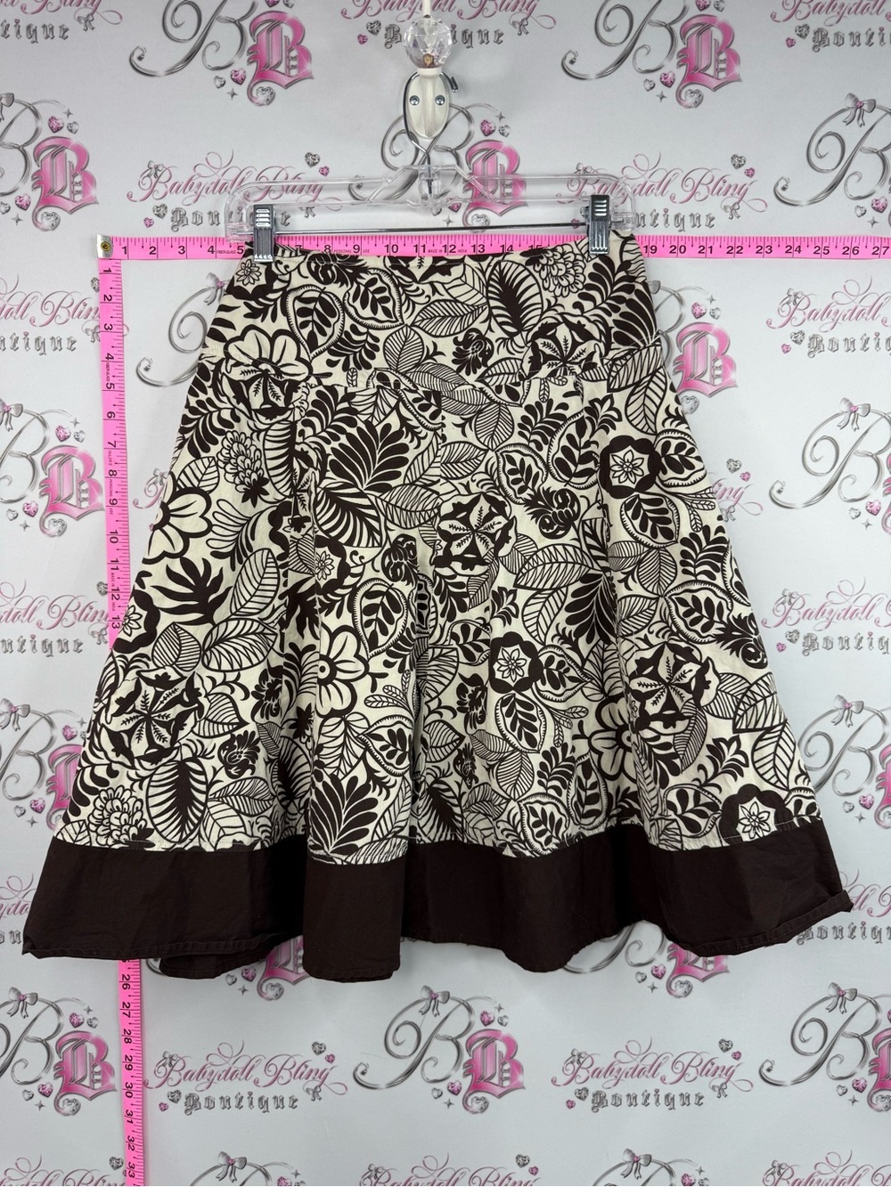 Jessica skirt tropical tiki print Cream and Brown Floral A-Line Mini Skirt